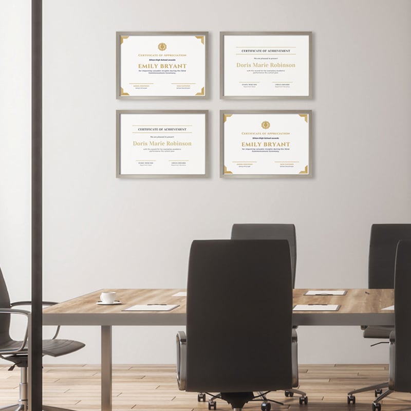Certificate-frames-on-office-wall