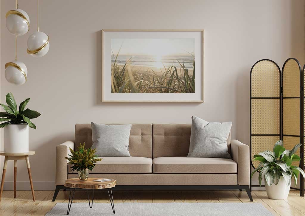Lifestyle-Hotel-lounge-room-with-beach-grass-sunset-art-print