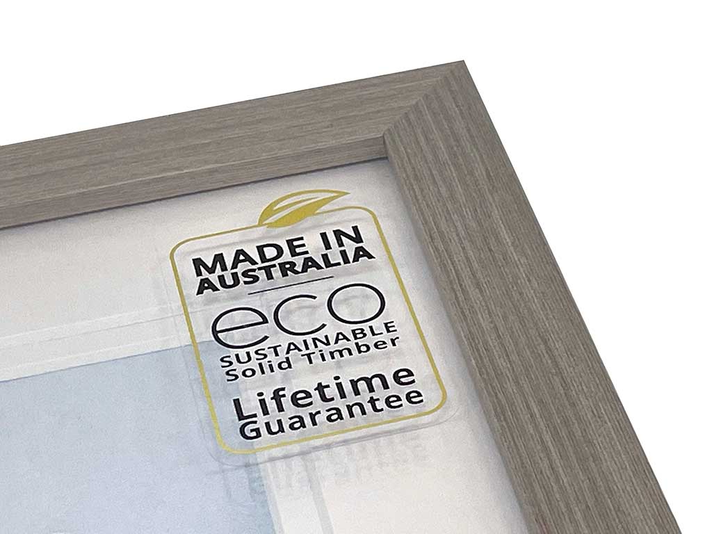 Frame with eco sustainable label